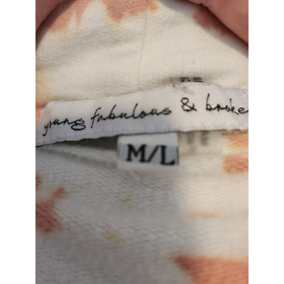 YOUNG FABULOUS & BROKE MULTI COLOR PINK ,GREEN, WHITE HOODIE WOMENS M/L - Picture 3 of 7